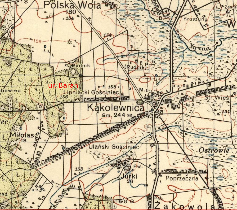 Uroczysko Baran oznczono czerwoną czcionką